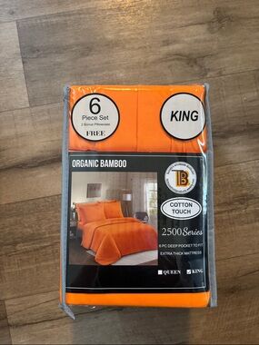 Organic Bamboo Cotton-Touch King Sheet Set in Orange